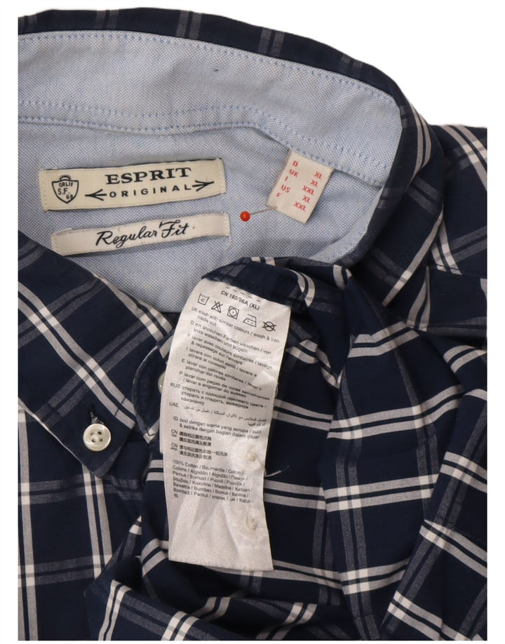 Camicia da uomo ESPRIT XL in cotone a quadri blu navy