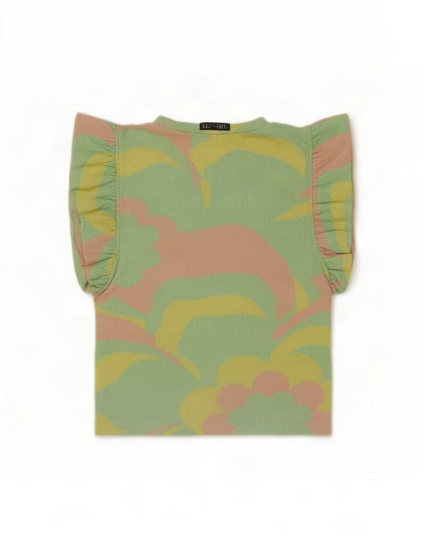 Top corto da donna Zara, camicetta UK 10, piccolo verde floreale