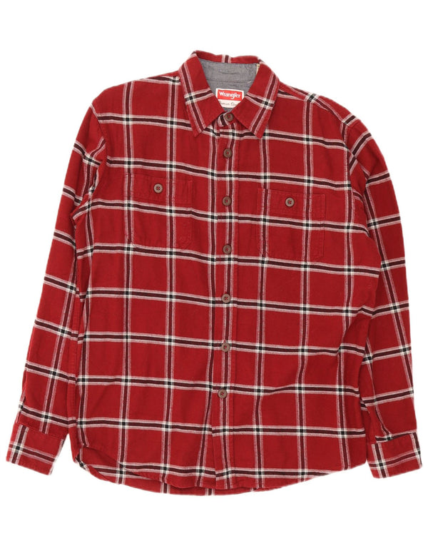 Camicia da uomo in flanella Wrangler in cotone a quadri rosso medio