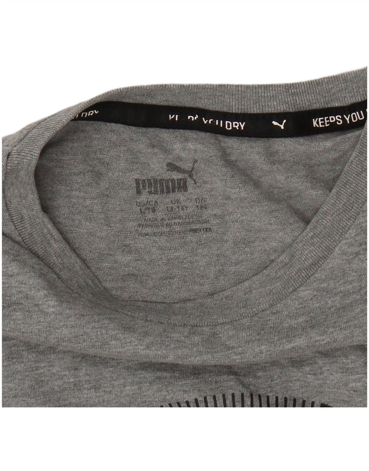 PUMA Boys Graphic T-Shirt Top 13-14 Years Grey Flecked
