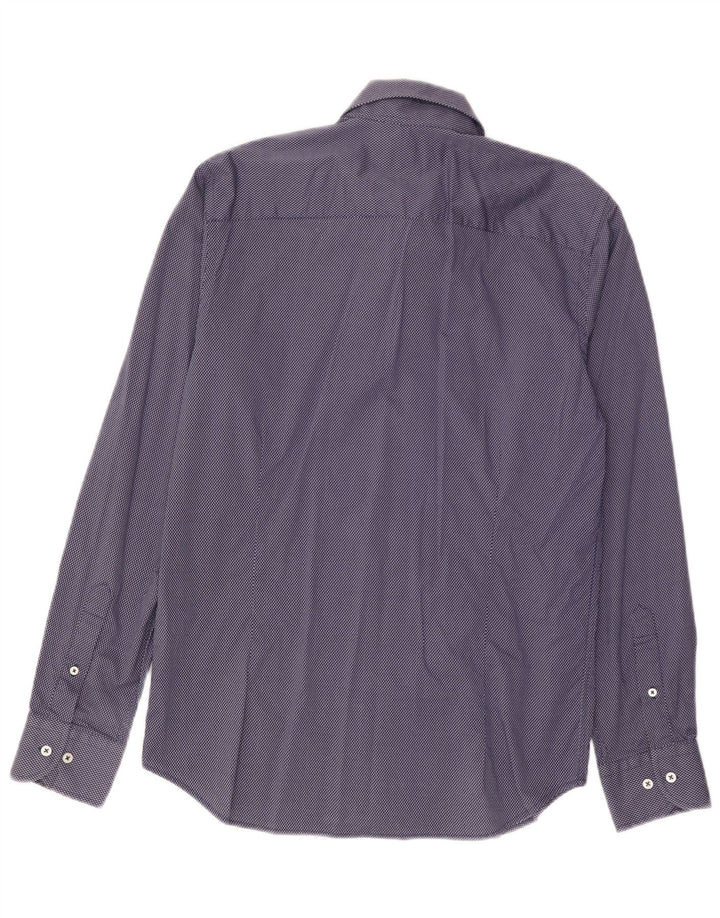 Camicia slim fit da uomo Beverly Hills in cotone maculato blu medio