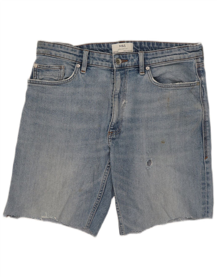 Pantaloncini di jeans da uomo Marks & Spencer W34 grande cotone blu