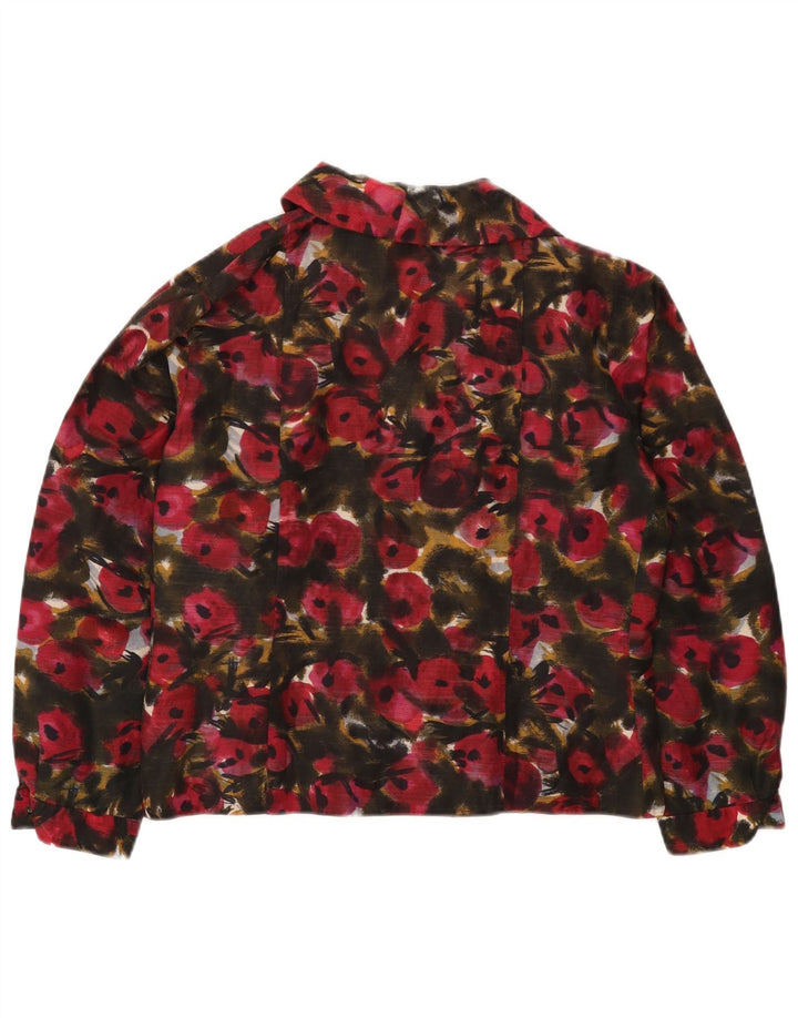Camicetta camicia vintage da donna UK 16 grande floreale multicolore