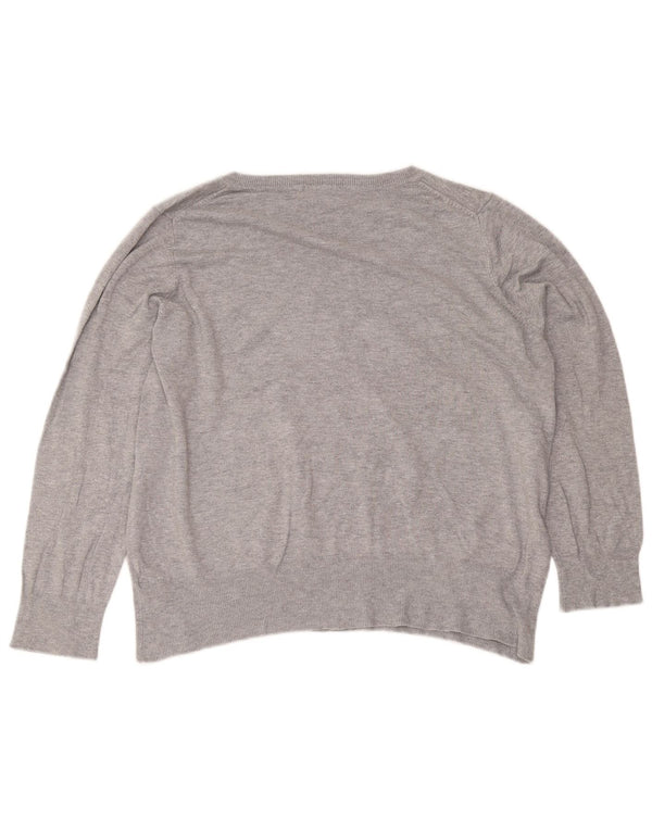 Maglione maglione con scollo a V da donna Marks & Spencer UK 22 3XL Viscosa grigia