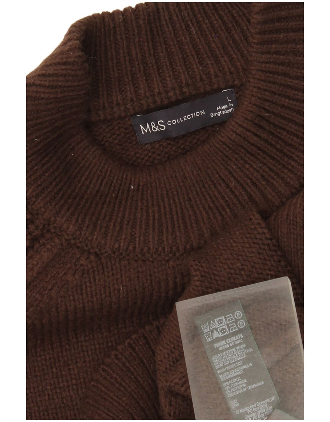 Maglione maglione a collo alto da donna Marks & Spencer UK 16 grande acrilico marrone