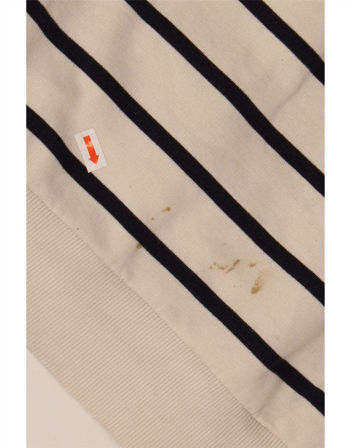 Felpa corta da donna ZARA, maglione UK 16, cotone a righe grandi bianche