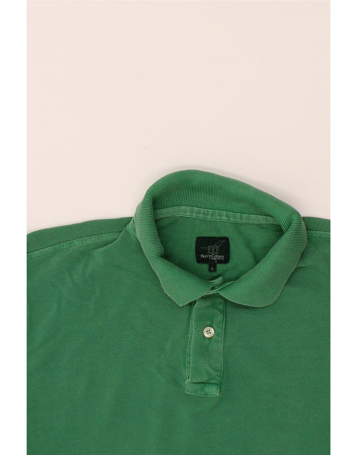 HENRY COTTONS Mens Polo Shirt Large Green Cotton Vintage Henry Cottons and Second-Hand Henry Cottons from Messina Hembry 