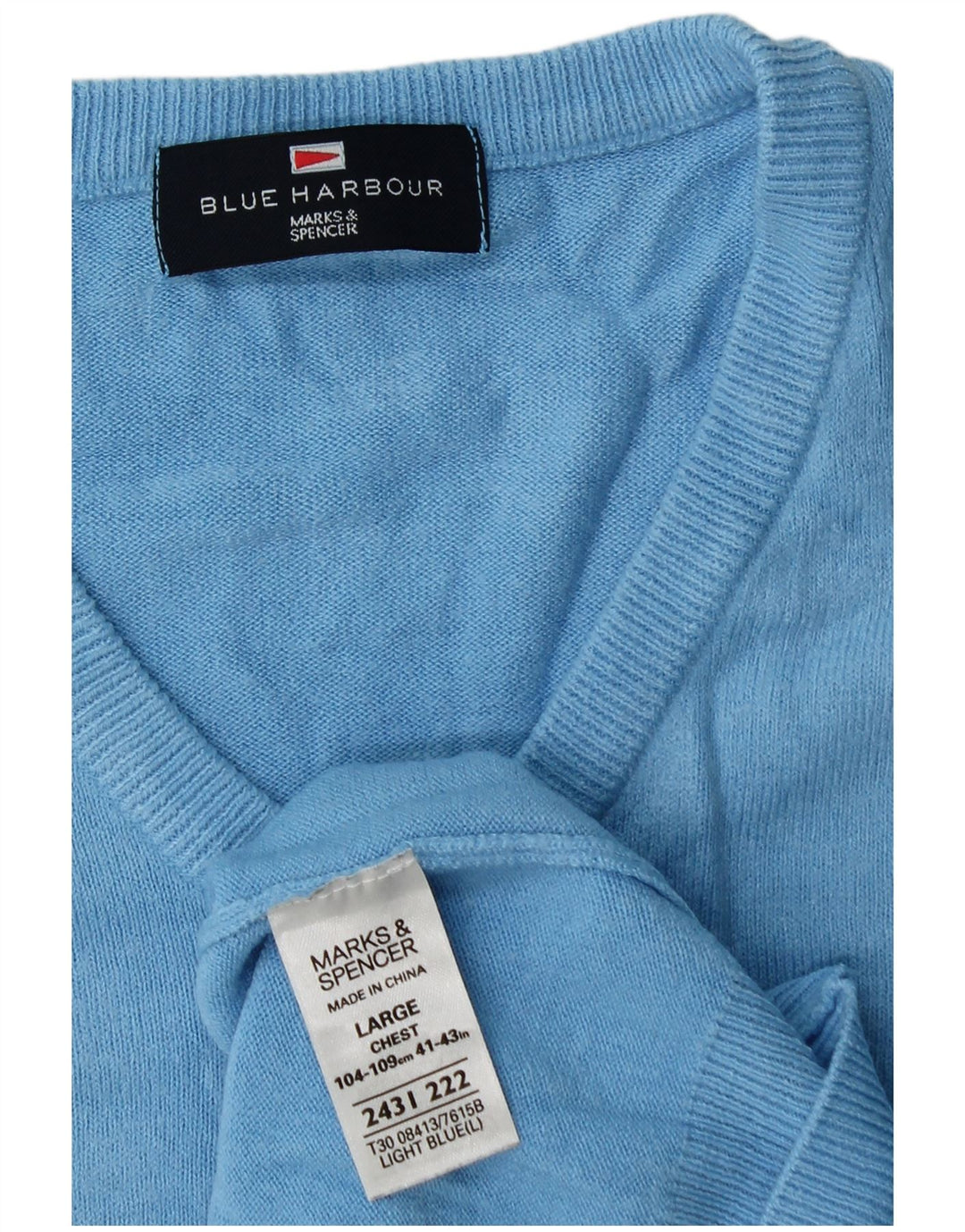 Maglione da uomo con scollo a V Marks & Spencer grande acrilico blu
