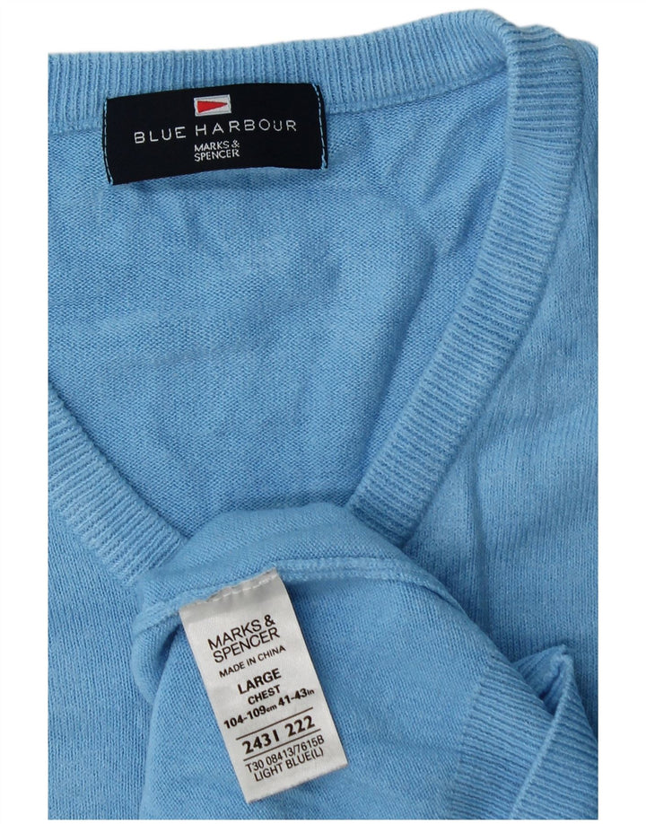 Maglione da uomo con scollo a V Marks & Spencer grande acrilico blu