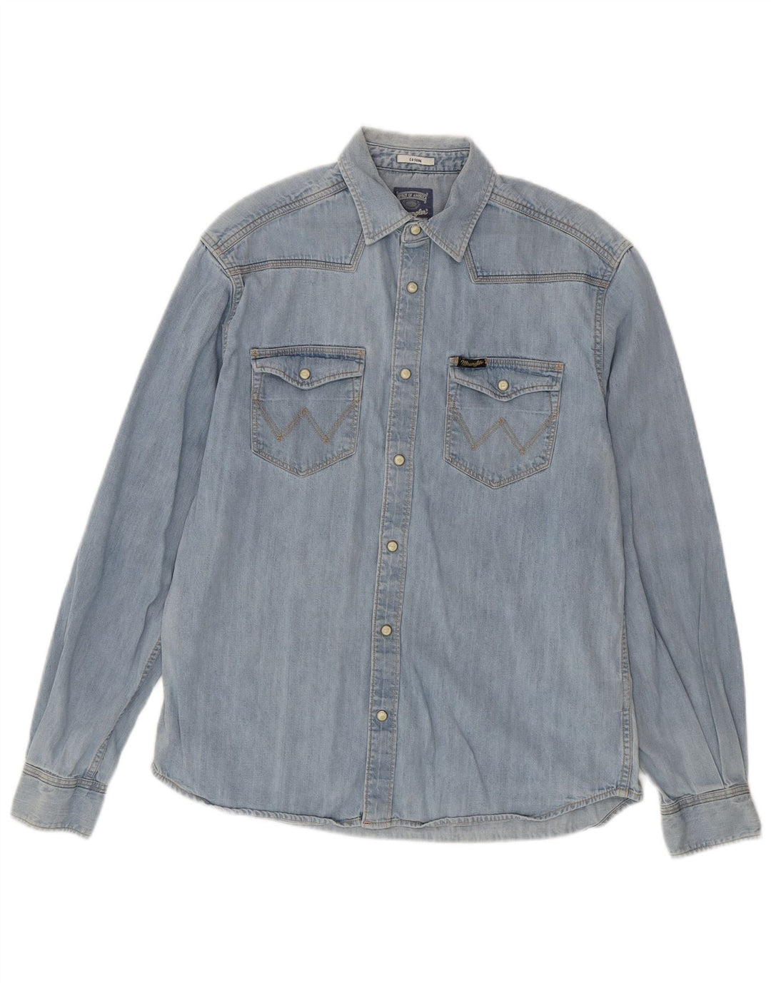 Camicia di jeans casual da uomo WRANGLER piccola in cotone blu