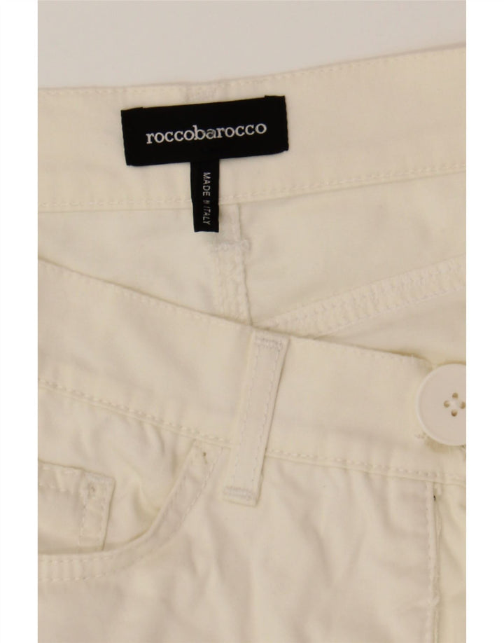 ROCCOBAROCCO Womens Slim Casual Trousers W32 L28 White Cotton Vintage Roccobarocco and Second-Hand Roccobarocco from Messina Hembry 
