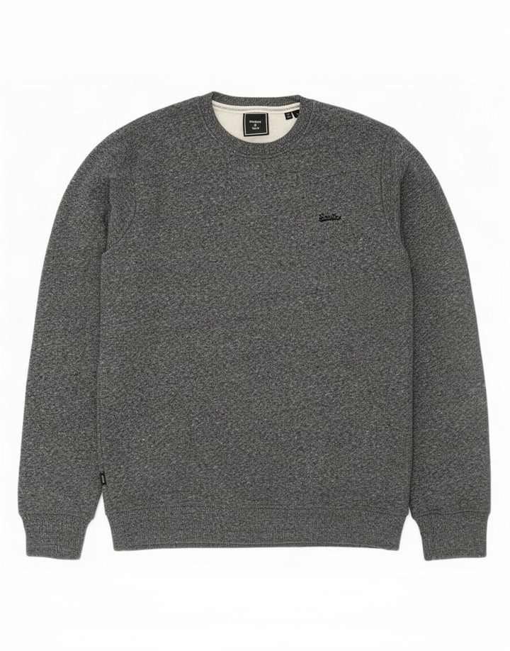 Felpa da uomo Superdry Maglione grande cotone chiazzato grigio