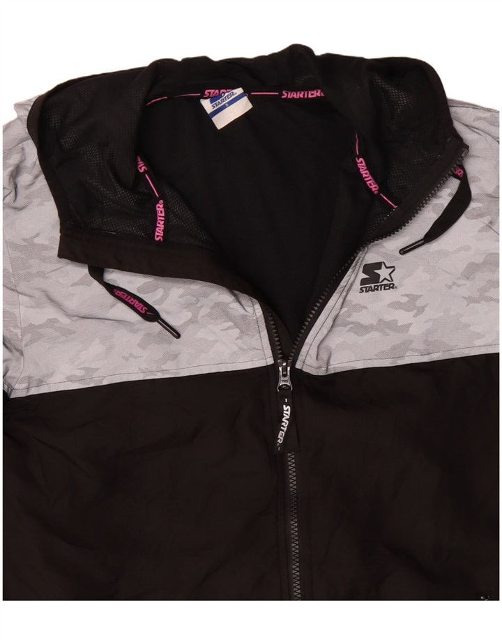 Giacca antipioggia con cappuccio grafico da donna STARTER UK 10 Small Black Camouflage