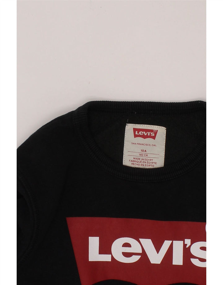 LEVI'S Boys Graphic Sweatshirt Jumper 9-10 Years Black