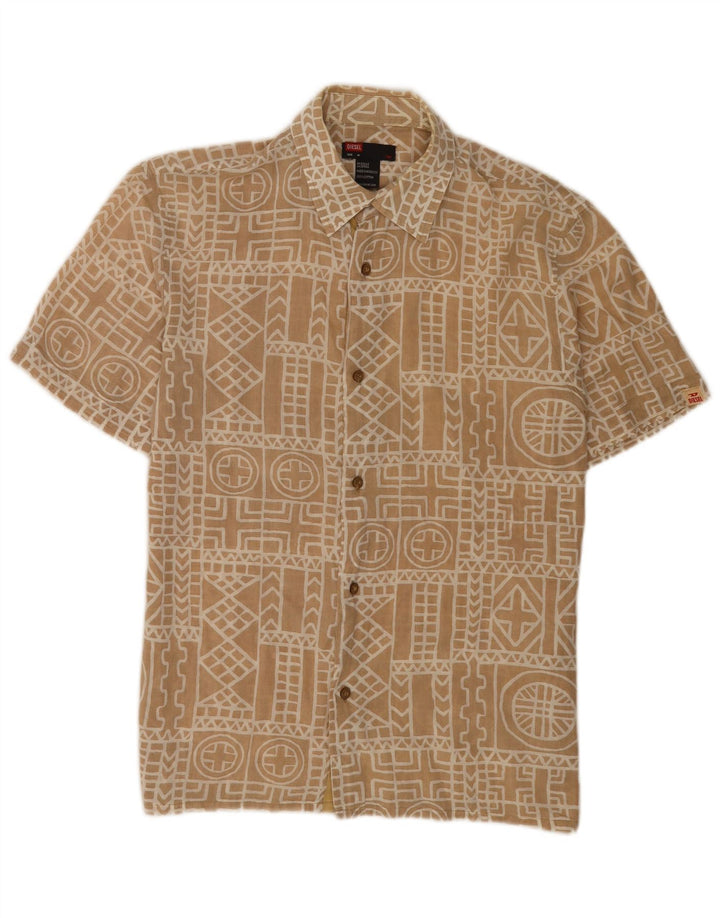 Camicia a maniche corte da uomo Diesel in cotone geometrico beige medio