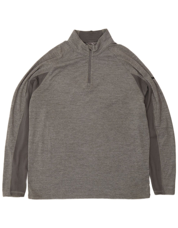 Maglia da ginnastica PUMA da uomo con zip e collo XL in poliestere grigio