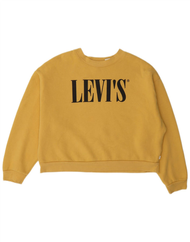 Levi's Donna Felpa con grafica corta oversize da donna UK 14 Giallo medio