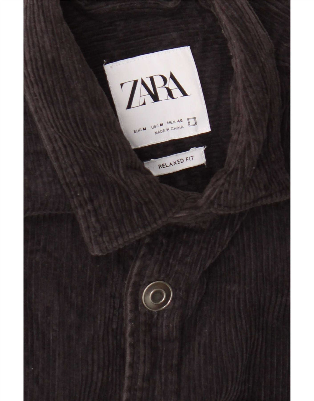Camicia Zara da uomo in velluto a coste dalla vestibilità rilassata, blu navy medio