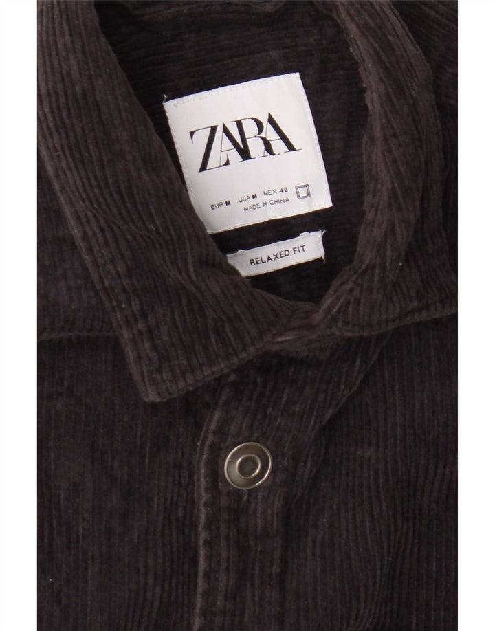 Camicia Zara da uomo in velluto a coste dalla vestibilità rilassata, blu navy medio