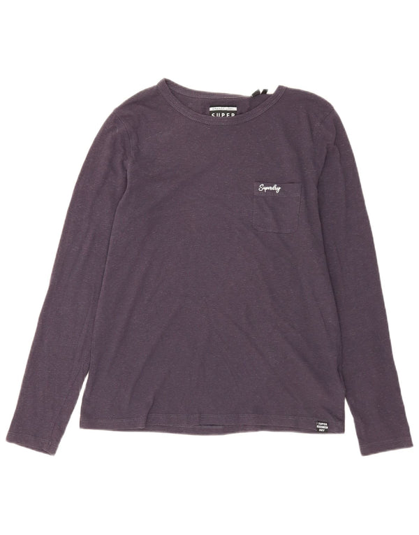 Top da donna a maniche lunghe Superdry UK 12 cotone medio blu navy