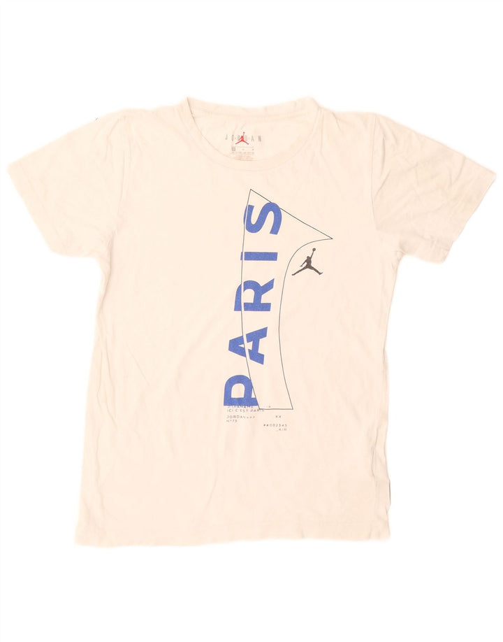 T-shirt grafica Jordan Boys Paris da 10-11 anni in cotone bianco medio