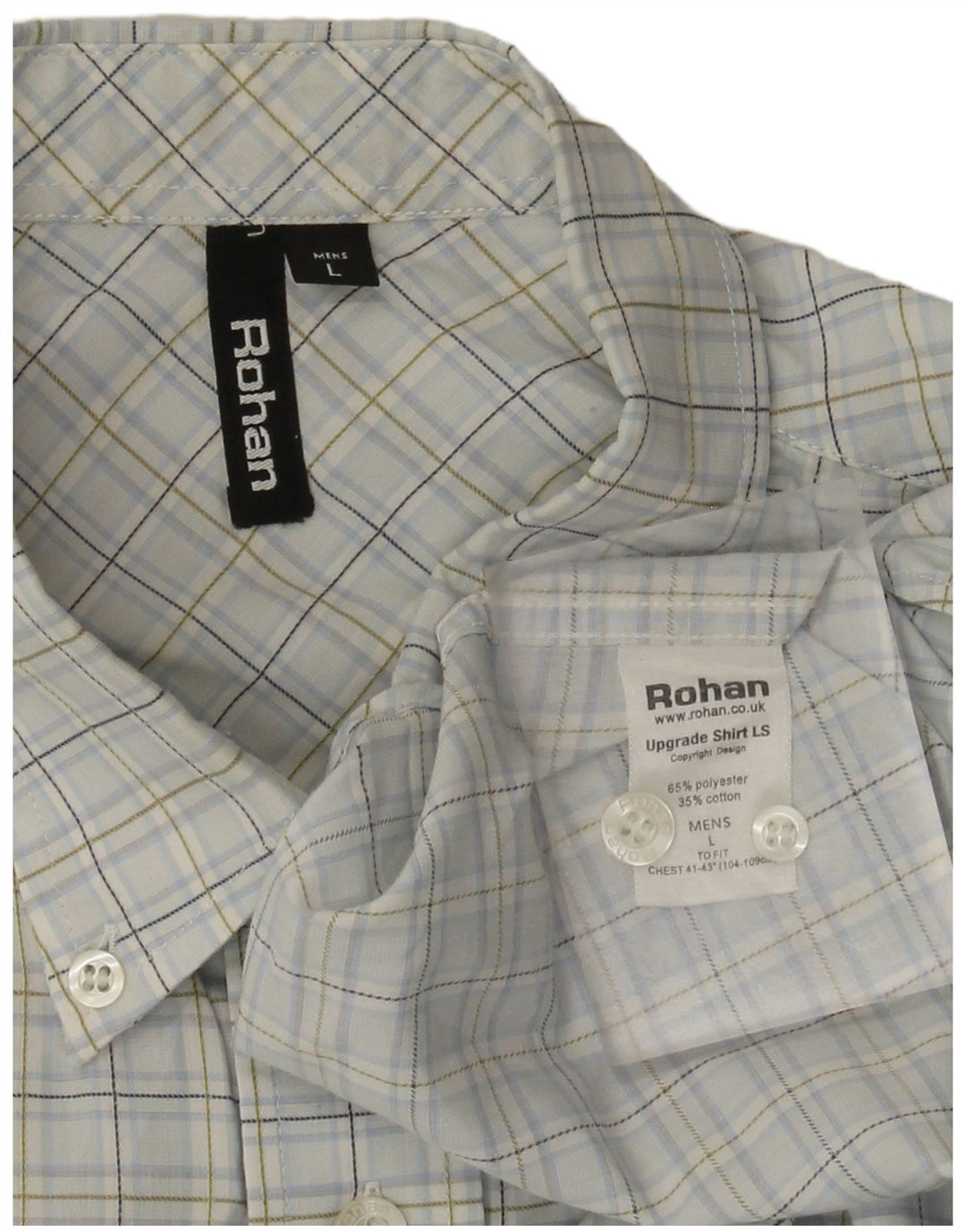 Camicia da uomo Rohan a quadri grandi in poliestere blu