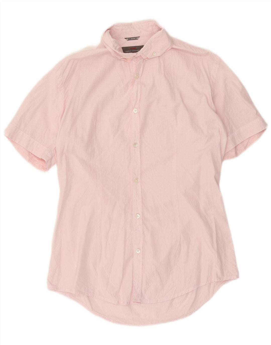 Camicia da uomo Daniele Alessandrini Taglia 39 15 1/2 Gessato rosa medio