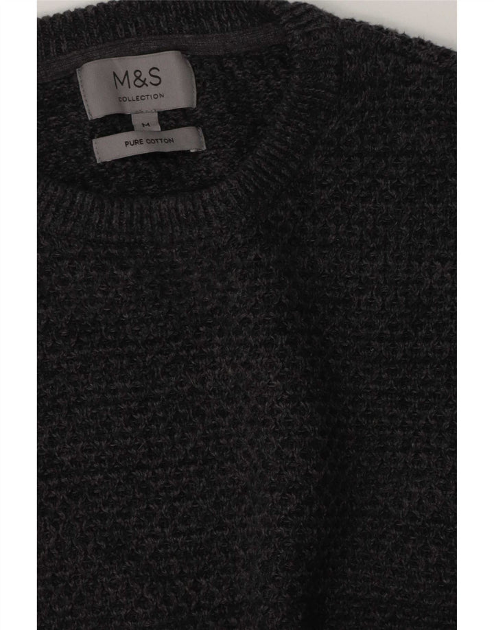 Maglione maglione girocollo da uomo Marks & Spencer in cotone grigio medio