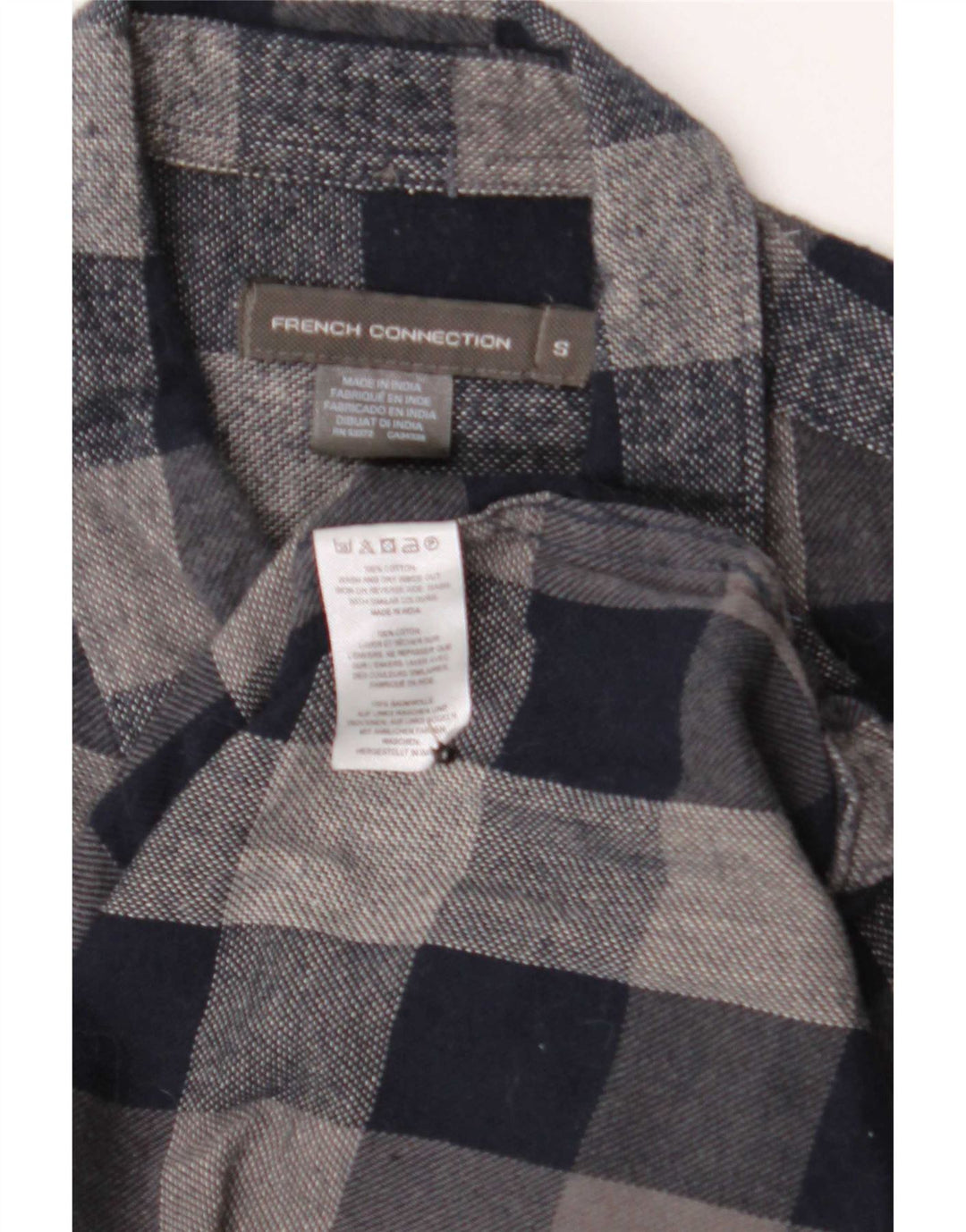 Camicia in flanella da uomo French Connection piccola in cotone a quadretti blu navy