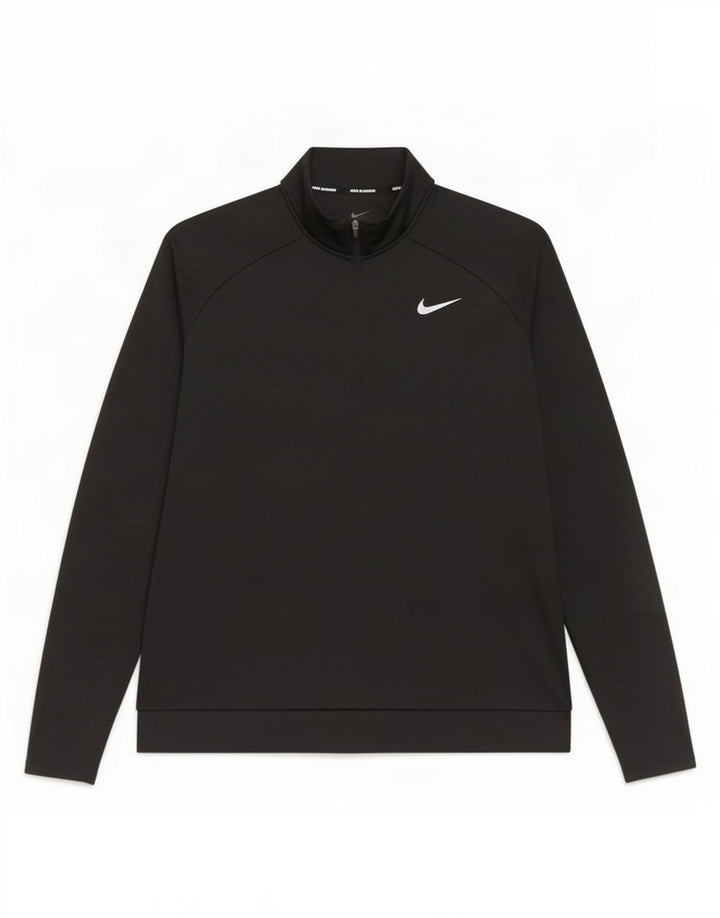 Felpa da donna Nike Dri Fit con collo e zip, maglione, UK 16, grande, poliestere nero