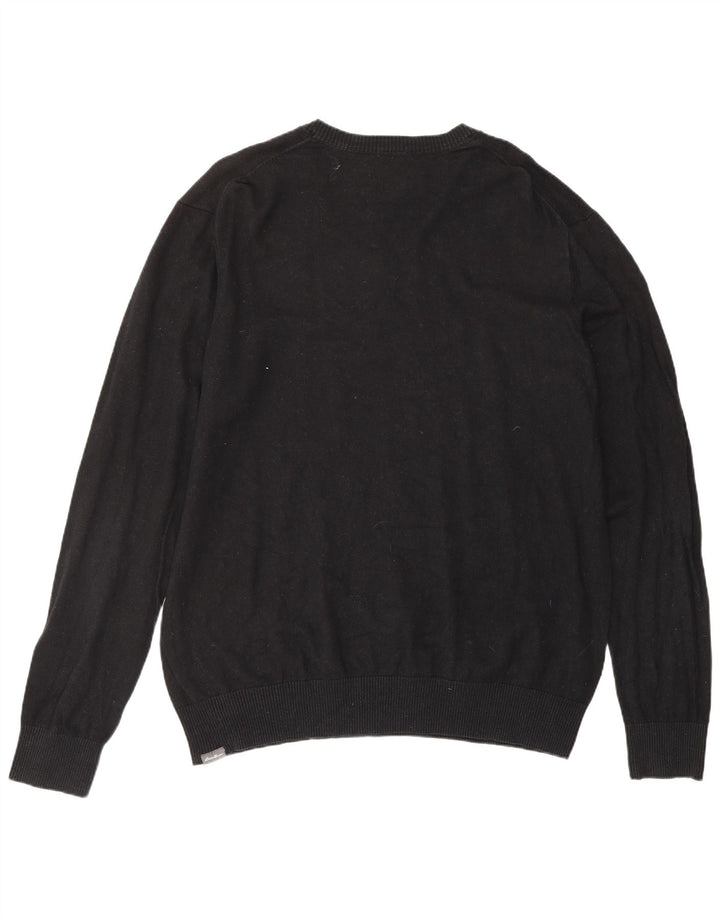 Maglione da uomo con scollo a V Eddie Bauer XL in cotone nero
