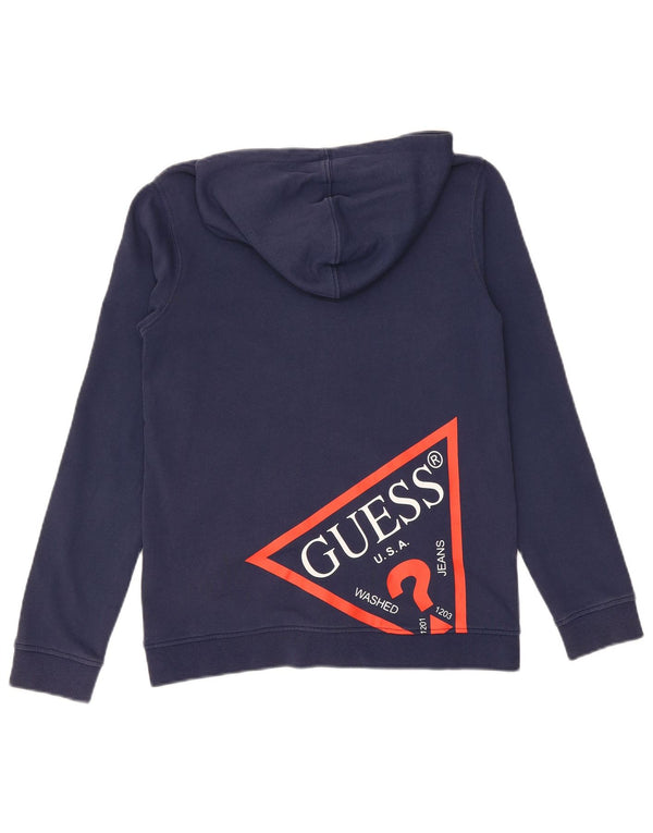 Maglione con cappuccio e zip grafica per ragazze Guess 11-12 anni in cotone blu navy