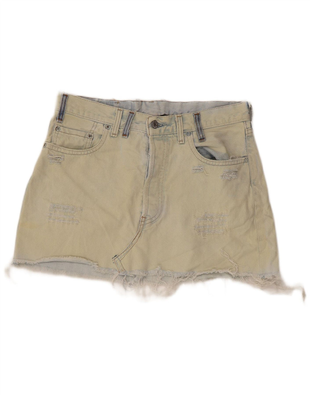 LEVI'S Minigonna in denim invecchiato da donna W28 cotone blu medio