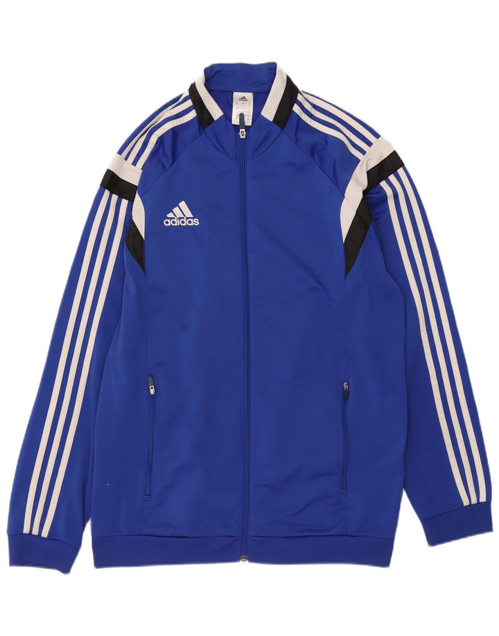 Giacca da ginnastica da uomo Adidas, giacca grande, in poliestere color block blu