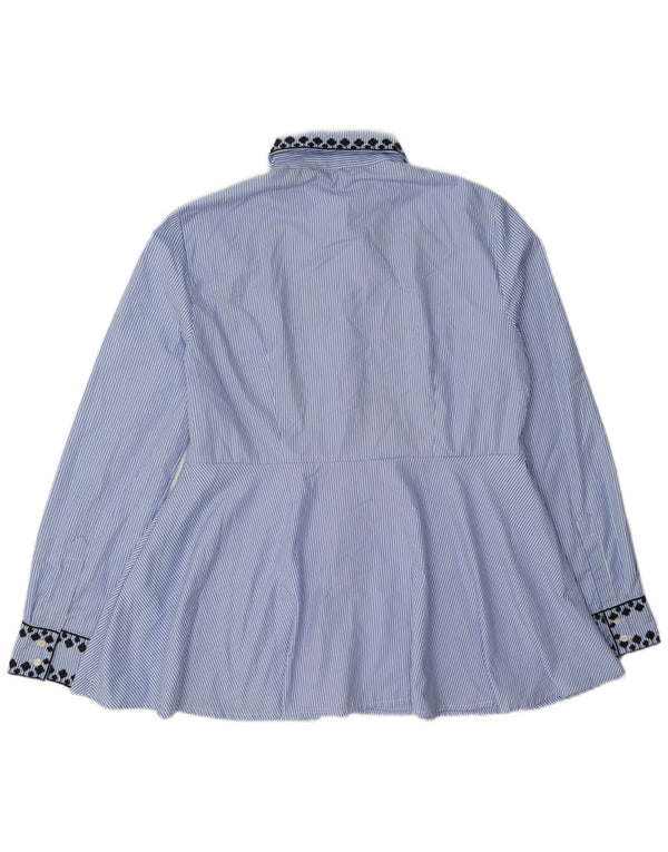 Camicia Zara da donna camicetta UK 14 poliestere gessato blu medio