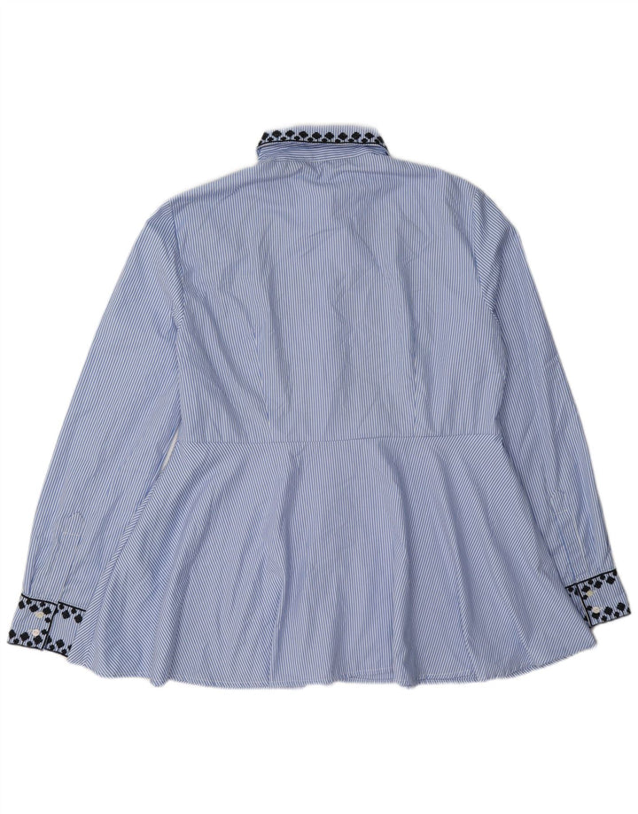 Camicia Zara da donna camicetta UK 14 poliestere gessato blu medio