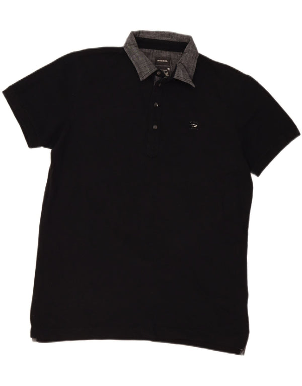 Polo Diesel da uomo slim fit XL in cotone color block nero