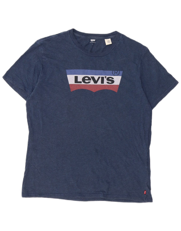 T-shirt grafica da uomo Levi's Top Large in cotone blu navy