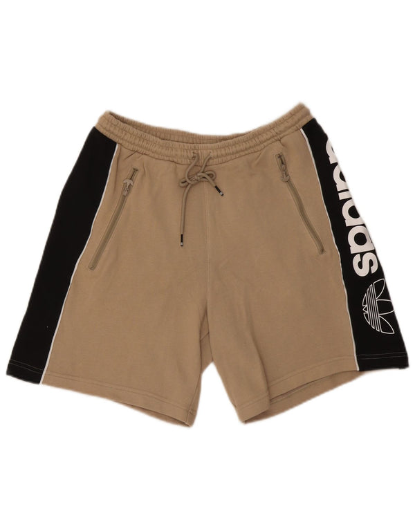 Pantaloncini sportivi grafici da uomo Adidas in cotone color block beige medio