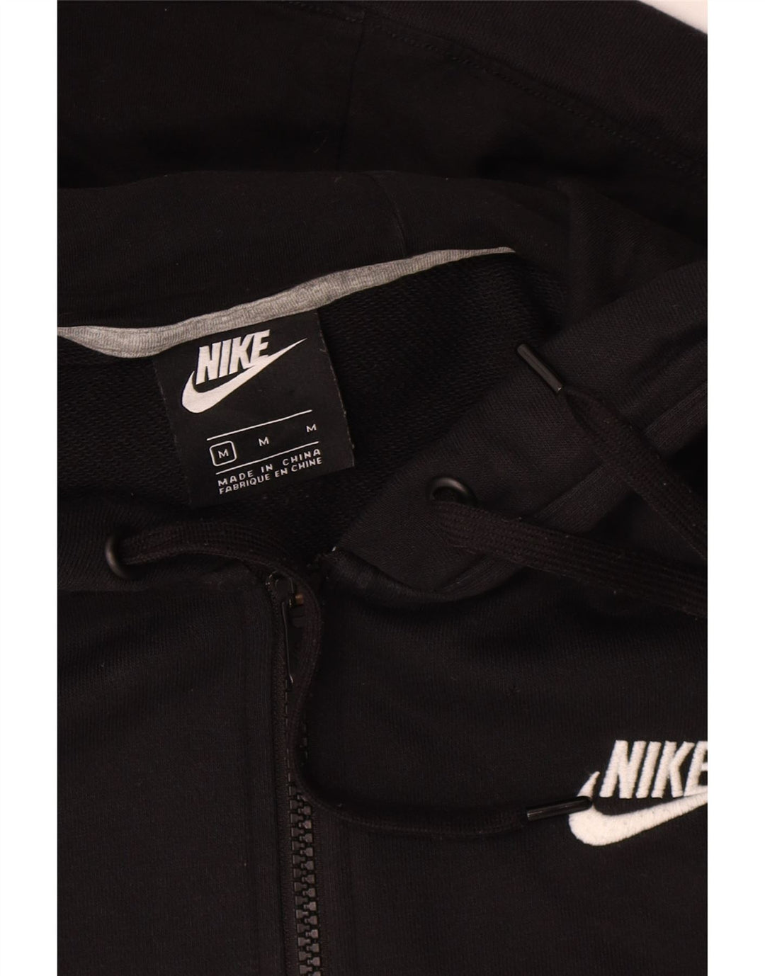 Felpa con cappuccio e zip da donna Nike UK 14 cotone nero medio