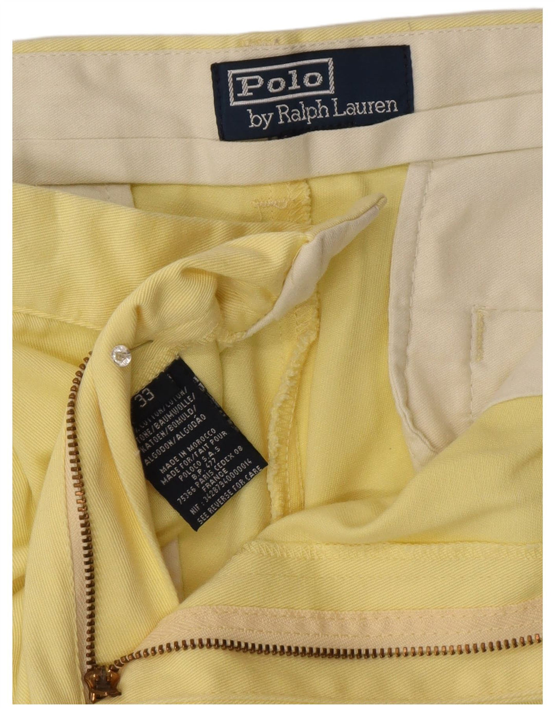 Pantaloncini chino con pegging da uomo Polo Ralph Lauren W33 cotone giallo medio