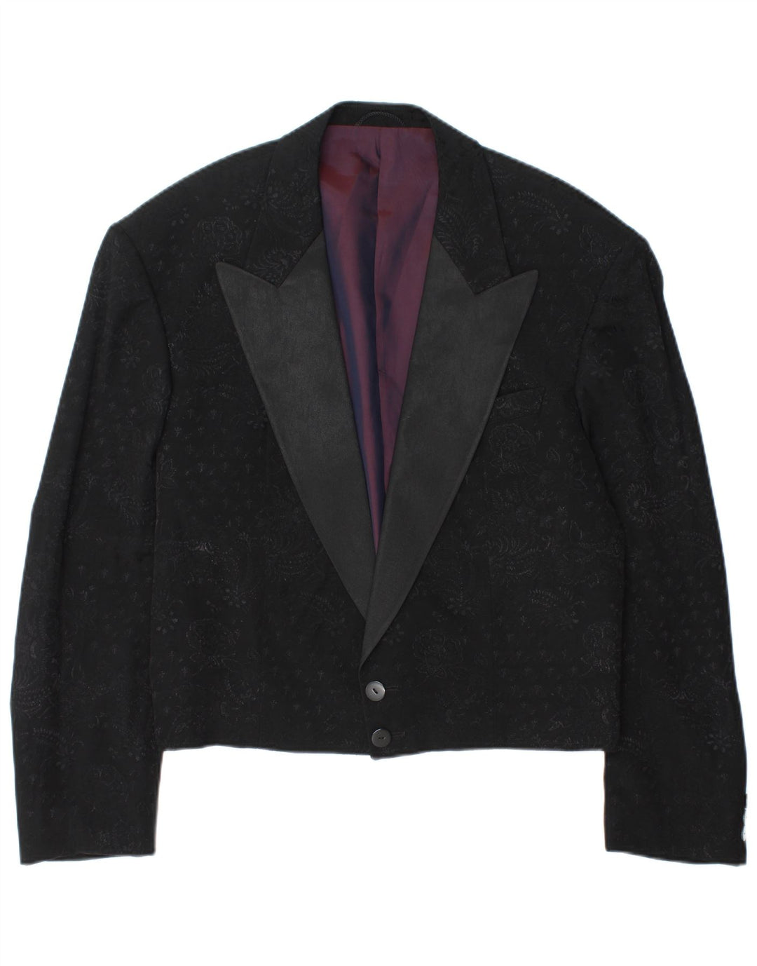 Giacca blazer a 2 bottoni da uomo Wilvorst UK 40 grande viscosa Paisley nera