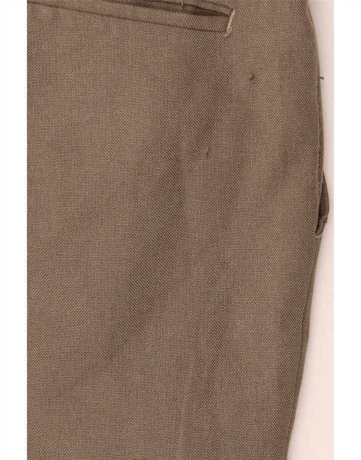 Pantaloni da completo da uomo con pegging Farah W42 L30 poliestere marrone