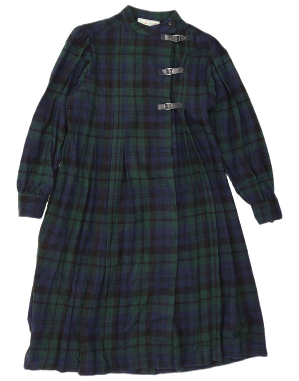 Abito lungo da donna vintage a maniche lunghe IT 42 medio a quadri multicolore