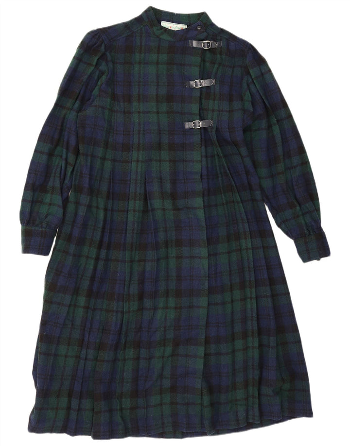 Abito lungo da donna vintage a maniche lunghe IT 42 medio a quadri multicolore