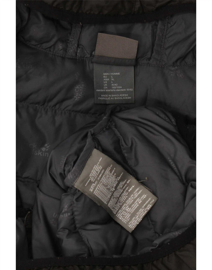 Giacca imbottita con cappuccio da uomo Jack Wolfskin UK 40/42 grande poliestere nero