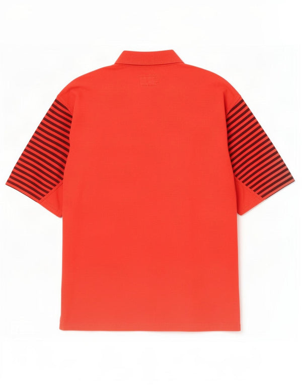 MONTGOMERY Camicia pullover ampia da uomo a maniche corte a righe piccole rosse