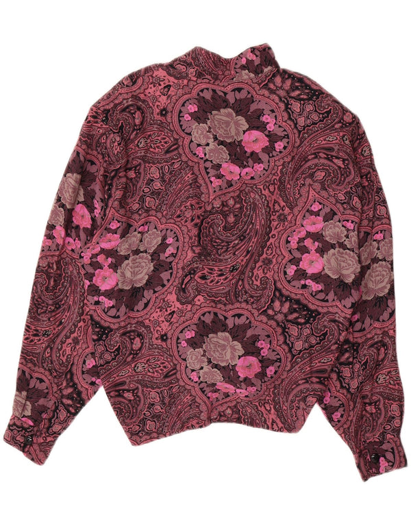 Camicetta camicia oversize da donna VINTAGE UK 14 grande viscosa floreale rosa