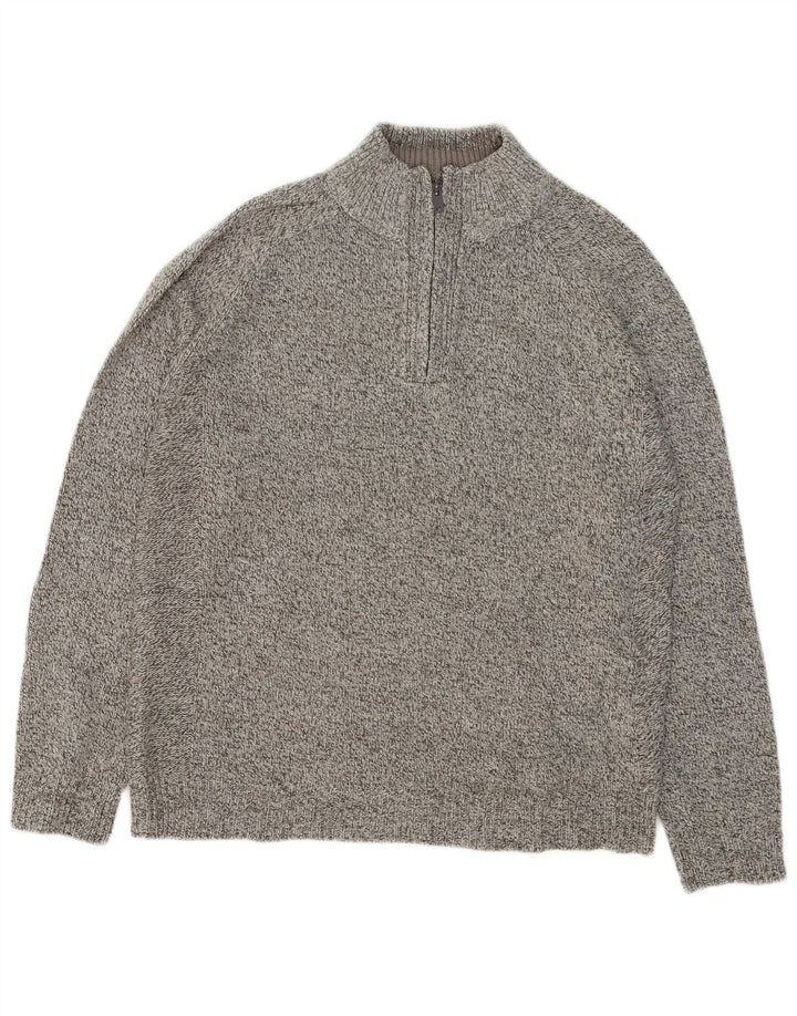 Maglione da uomo Marks & Spencer con zip e collo grigio medio screziato