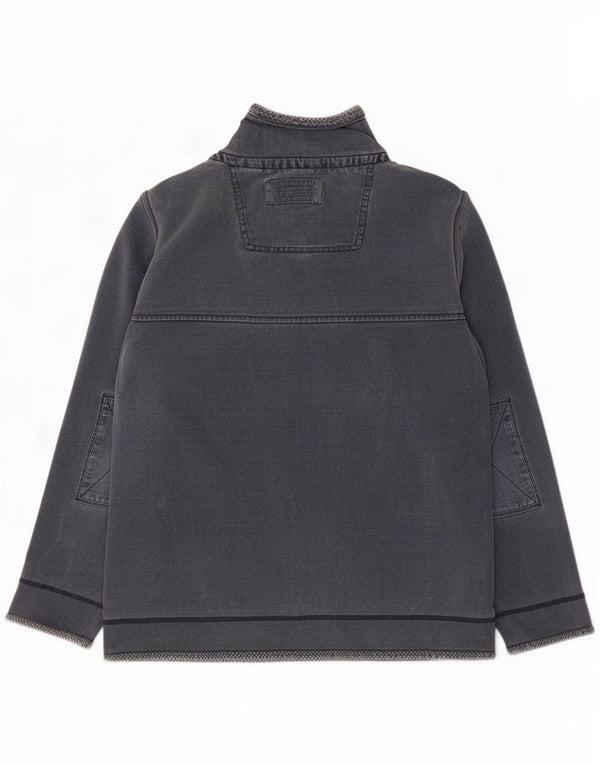 Fat Face Felpa da uomo con zip e collo Maglione grande blu cotone